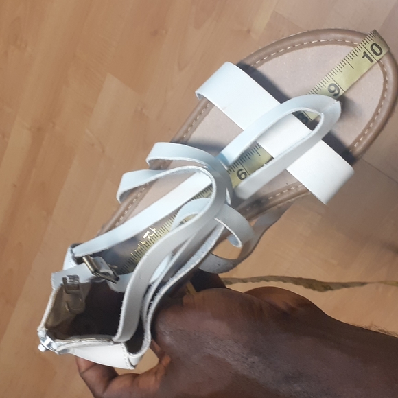 White Vegan Leather Platform Espadrille Gladiator Sandal 8us* - Picture 9 of 12